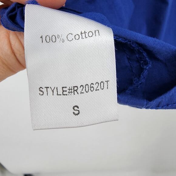 Tuckernuck Blue Button-Down Cotton Dress Size Small 3/4 Sleeve Mandarin Collar - Picture 4 of 5